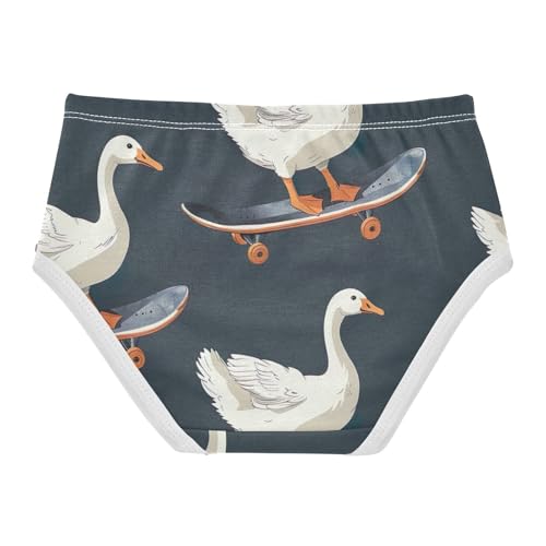 Geese Riding Skateboards Black Toddler Girls Underwear, Girls Underwear Cotton, 2T–8 Years2