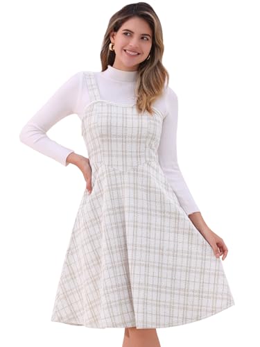 Robe globale en tweed blanc Allegra K exprimez votre féminité avec élégance et confiance