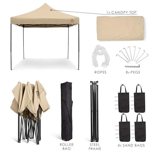 All Seasons Gazebos 3x3m Heavy Duty Fully Waterproof Pop up Gazebo With Accessory Pack - Beige 2 All Seasons Gazebos 3x3m Heavy Duty Fully Waterproof Pop up Gazebo With Accessory Pack - Beige - Image 2