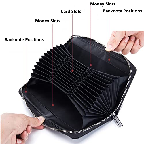 Leather Wallet Bag ID Card Holder Credit Card Case 36 Card Slots for Bill Money Coins Cash with RFID Anti Scanning3