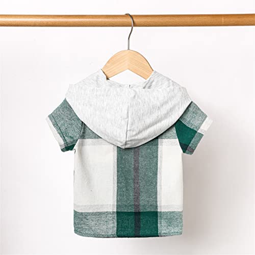 Kids Toddler Baby Boys Spring Plaid Short Sleeve Hooded Tshirt Clothing Apparel3