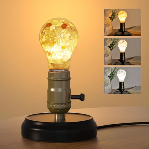Lustaled Industrial Desk Lamp with 5W Crystal LED Bulb, Plug-in E27 Small Steampunk Table Lamp, 3 Colour Temperatures (2700K-6000K) Vintage Bedside Lamp for Bedroom Cafe Bar Office