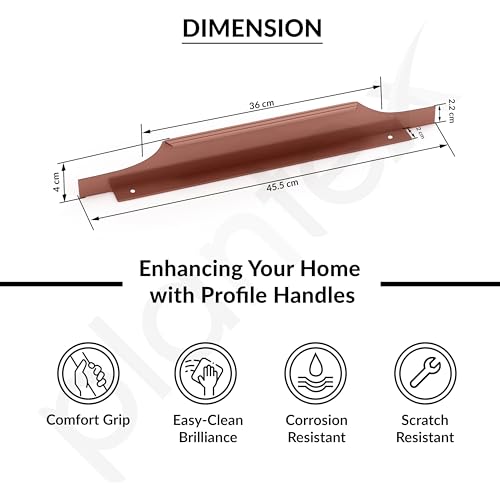 Image of Plantex Profile Handle for Kitchen Cabinet /18 Inch Aluminium Drawer Profile Handle /Wardrobe Pull Handle for Home /Office /Hotel - Pack of 5 (Rose Gold)