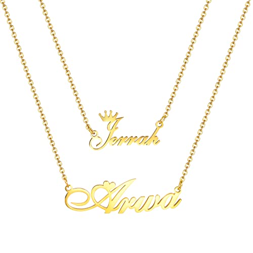 Vnox Layered Choker Name Necklace Personalized - Custom Name Necklace Personalized For Women, Initial Necklaces For Women, Love Letter Nameplate Customized Jewelry Birthday Gift For Women Teen Girls #TOP27