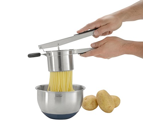 VonShef Professional Stainless Steel Mash Potato Ricer Masher/Fruit Press With Black Soft Touch Handles