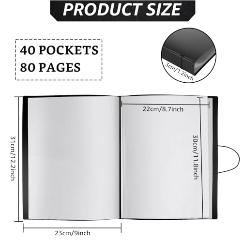 Image of ABuff 6 Packs Portfolio Folder for Artwork 9 inchx 12 inch Art Portfolio Binder with Plastic Sleeves, Black Presentation Book with Protector Sleeves, 40 Pockets 80 Page Capacity