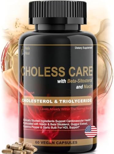 Cholesterol Supplement - Triglycerides Support Capsules w. Organic, Odorless Garlic, Cayenne Pepper, Plant Sterols to Support Normal HDL and LDL Cholesterol Levels w. Antioxidant Niacin (Vitamin B3)