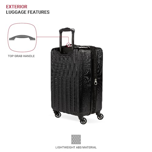 SwissGear 8018 3-Piece Expandable Hardside Luggage Set with Spinner Wheels, Black (20/24/27)