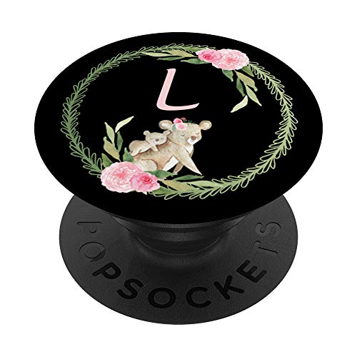 Cell Phone Pop Out Holder,Cute Koala Bear Flower Letter L PopSockets Agarre y Soporte para Teléfonos y Tabletas