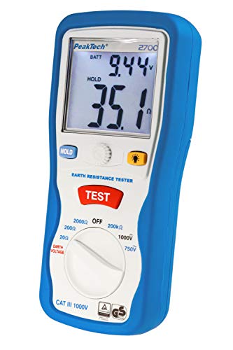 PeakTech P 2700 2700 - digitale aardingsmeter met verlicht dubbel LCD-display en 2 aardingsstaven, bodemweerstand… - Image 3