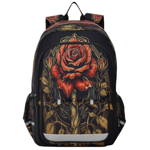 Sac à dos rose rouge au design artistique unique pour adolescents