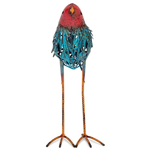 Napco Imports Song Bird Crimson, Teal, and Copper Tone 15.75 Inches Metal Outdoor Garden Statue