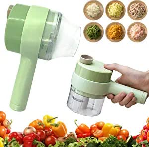 MANVI 4 in 1 Handheld Electric Vegetable Cutter Set, Vegetable Chopper with Wireless Masher Food Processor, Food Chopper for Garlic Pepper, Chili, Onion, Celery, Ginger, Meat