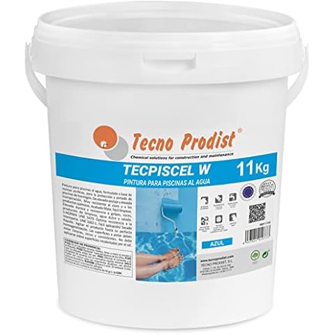 Tecno Prodist TECPISCEL W by Schwimmbadfarbe 11 Kg - Auf Wasserbasis - Farbe Blau - Widerstandsfähigkeit und Haltbarkeit - Gute Deckkraft und Flexibilität - Leicht zu verarbeiten Cover