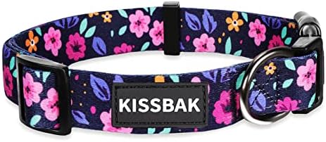 KISSBAK Dog Collar for Medium Dogs - Special Design Cute Small Medium Large Girl Dog Pet Collar Soft Adjustable Fancy Floral Boy and Girl Puppy Collar (Floral, M)