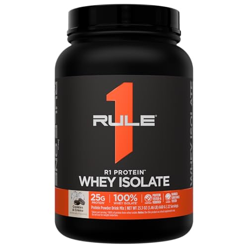 Image of Rule 1 Proteins R1 Protein Whey Isolate, Cookies & Creme, 22 Servings | 25g of Protein from Whey Isolates and Hydrolysate isolates for Workout Recovery and anytime use