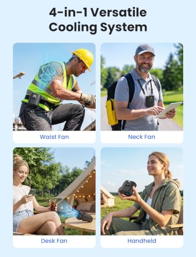 HandFan Waist Fan Clip On, 2-in-1 Wearable Belt & Neck Portable Cooling Fan - image 6
