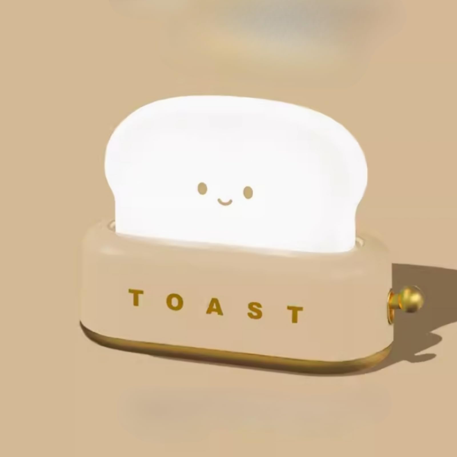 POMN Cute Kids Night Ligh Toast Bread Shape USB-C Rechargeable LED Night Light Soft Lamp for Sleep Night Light for Baby Nursery (Khaki)