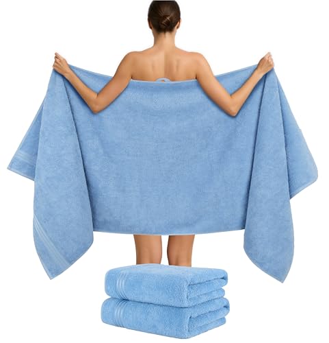 Hammetex 2er Set Extra Große Badetücher – 80x200 cm Saunatücher, 500 GSM, 100{7f065606dbb8cf3c316724db0dec98359bb004ca3a23059adb6b4e10be2d77d2} Baumwolle – Weich & Saugfähig – Luxuriöse Große Spa-Handtücher, Hellblau Hammetex 2er Set Extra Große Badetücher – 80x200 cm Saunatücher, 500 GSM, 100{7f065606dbb8cf3c316724db0dec98359bb004ca3a23059adb6b4e10be2d77d2} Baumwolle – Weich & Saugfähig – Luxuriöse Große Spa-Handtücher, Hellblau