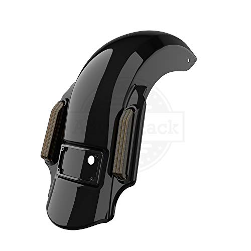 Dominator Fender Fit For 2014+ Harley Hd Touring Flh - Vivid Black, Smoked Lens, Black License Plate Holder #TOP6