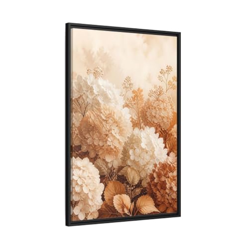 Art mural d'hortensias haut de gamme avec cadre noir de 3 cm
