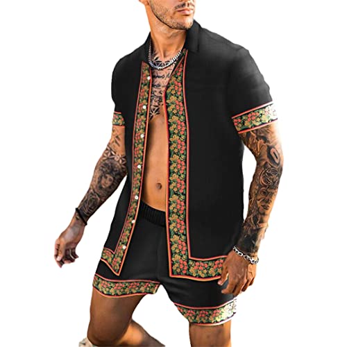 Ensemble hawaïen manches courtes homme patchwork tz-37 AXEBHPED