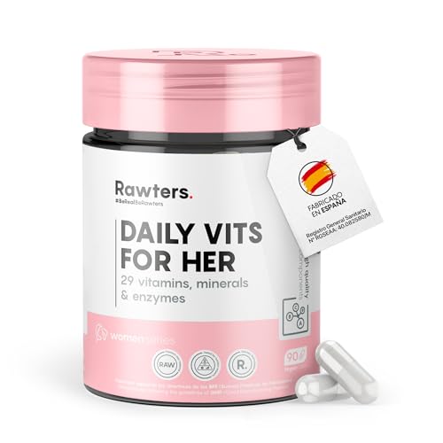 Rawters. Multivitamínico Daily Vits Mujer | 90 Cápsulas - Multivitaminas y minerales especial mujeres | Cápsulas vegetales de alta pureza y concentración | Ayuda a la fatiga física y mental