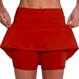 Generic Tennis Skirt Plus Size, Skirt with Shorts Underneath Summer High Waisted Tummy Control Athletic Skort Trendy Golf Workout Running Yoga Modest Girls Mini Skirts Red 3X