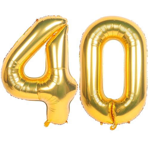 Image of 40 Inch gold Number Balloons 40 Helium Foil Mylar Balloon | Birthday Party banquet Decoration 40