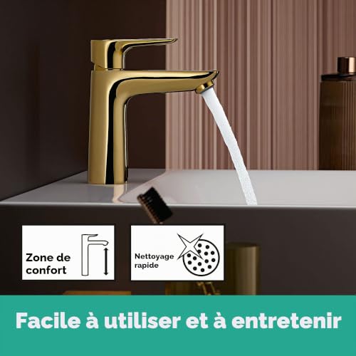 Mitigeur monocommande Hansgrohe aspect doré poli | Confort d'eau supérieur