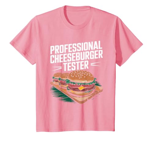Professional Cheeseburger Tester, Burger Lover Burger Junkie T-Shirt, Youth, Pink, Large