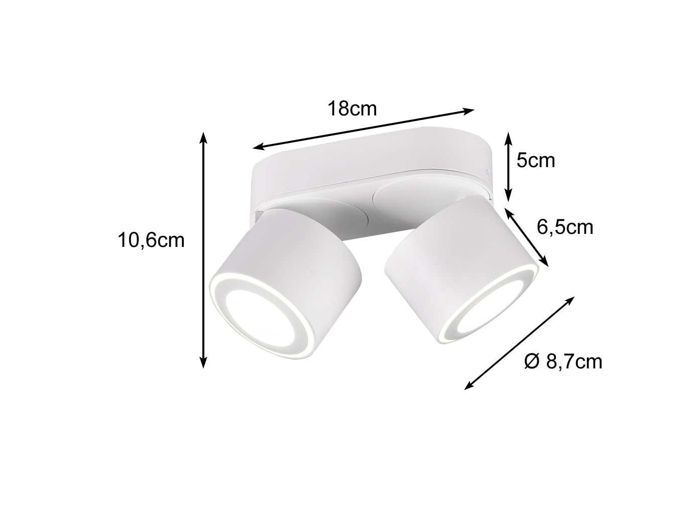 Trio Leuchten LED Deckeneinbau u. Aufbauleuchte Taurus 652910231, Metall Weiß matt, inkl. 2x 3.5 Watt + 2x 1.5 Watt LED