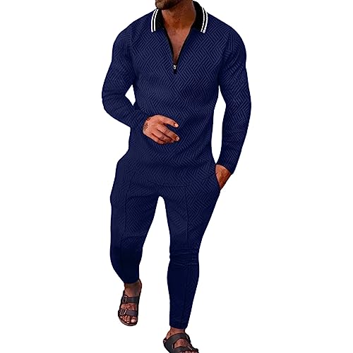 Ensemble homme deux pièces décontracté à rayures modernes et veste zippée