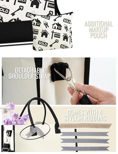 Bolso Tote de lona para mujer con cierre y correa miniatura 4