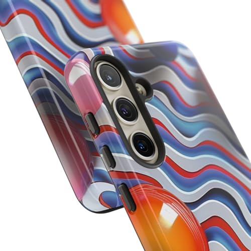Coque résistante Samsung S24 multicolore avec vagues et sphères