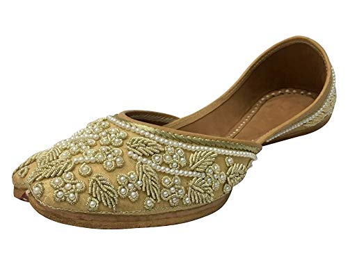 Cream Gold Bridal Flats Wedding Shoes Indian Designer Shoes Punjabi Jutti Mojari Juti