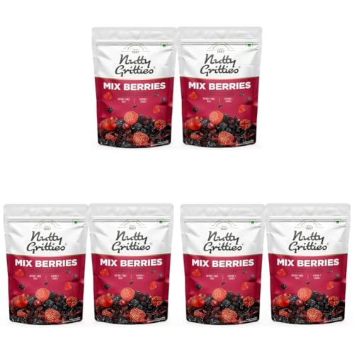 Image of Nutty Gritties Mix Berries - Dried Cranberries, Blueberries, Strawberries, Black Currants - Healthy Snack for kids and adults - 200g (Pack of 6)