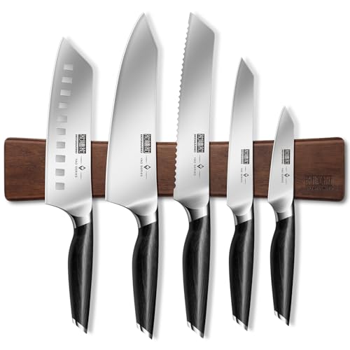 Image of HOSHANHO Knife Set with Magnetic Knife Holder, 6-Piece Kitchen Knife Set