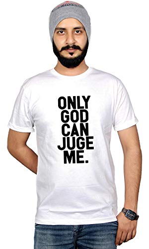 WorkshopGraphic Printed T-Shirt for Men & Women | Only God Can Juge me T-Shirt Funny Quotes Casual Yoga Gym and Sports Collage English Saying tees