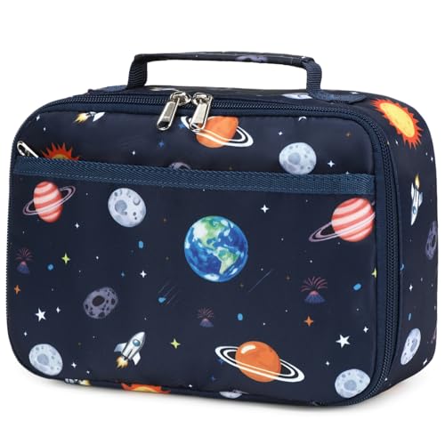 Image of CAMTOP Lunch Box Kids Boys Insulated Lunch Cooler Bag Reusable Lunch Tote Kit for School Travel (Blue Space)