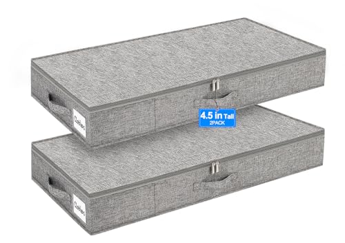 Image of punemi 4.5 in Tall Low Profile Under Bed Storage Containers, 2 Pack, Grey