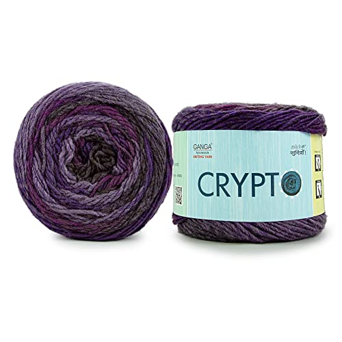 Image of Ganga Acrowools Crypto -100% Acrylic Yarn, Hand Knitting and Crochet Yarn, Pack of 2 Balls - 100Gm Each. Shade No - Ptt5174, Purple