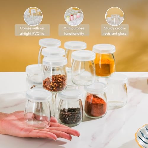 Image of Nestasia Small Glass Jar with Lid Set of 16 (100ml Each), Transparent Seasoning Glass Containers for Kitchen Storage Pantry, Spices, Salt, Pepper, Herbs or Chilly Flakes