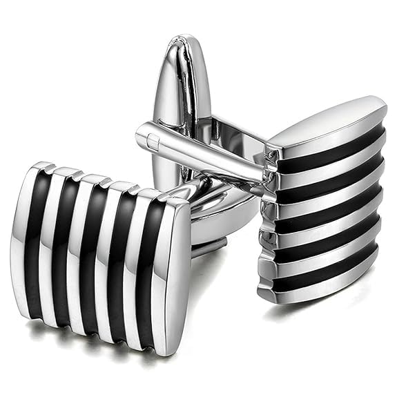 miami Cufflinks for Men Boys Silver Cuff links Formal Stainless Steel Black Cufflink For Men Birthday Gift Anniversary Husband Cuff Links Cufflinks Set for Mens Boys Man Boy Valentine Gifts -M29-picture-14