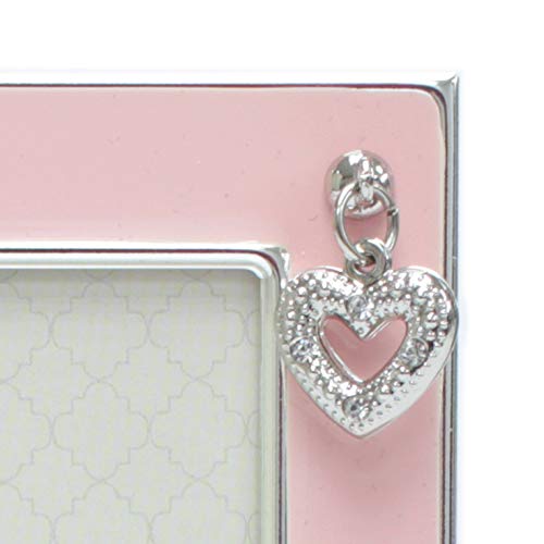 Mimosa Moments Silver Plated Metal Baby Picture Frame With Pink Enamel And A Heart Charm (4X6, Silver & Pink) #TOP5
