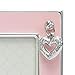 MIMOSA MOMENTS Silver Plated Metal Baby Picture Frame with Pink Enamel and a Heart Charm (4x6, Silver & Pink)