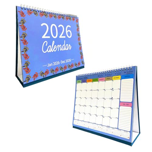 Calendario de escritorio 2026 de 10 x 8 pulgadas para evitar el desorden en mesas pequeñas