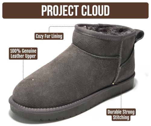 Image of 100% Genuine Leather Womens Boots Fur-Lined Booties Ankle Boots for Women