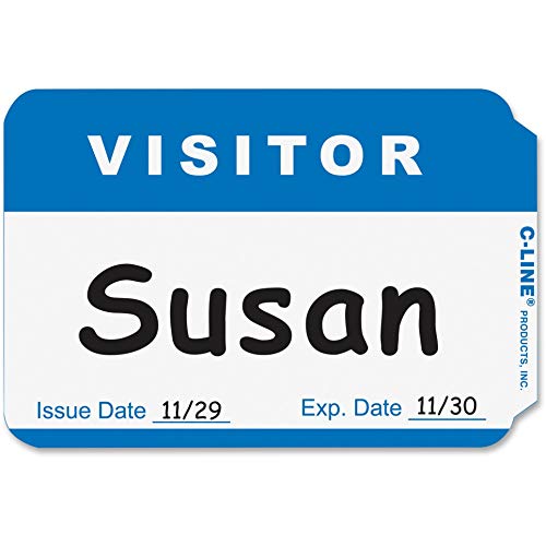 C-Line 92245 Visitor Name Badges 3-1 2-Inch x2-1 4-Inch 100 BX Blue