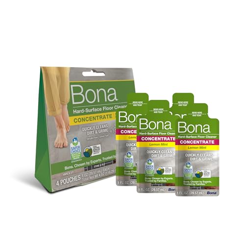Image of Bona Multi-Surface Floor Cleaner Concentrate, Lemon Mint Scent, 1 fl oz, Pack of 4 (Makes 128 fl oz) Spray Mop and Spray Bottle Refill - For Use on Stone, Tile, Laminate, and Vinyl Floors